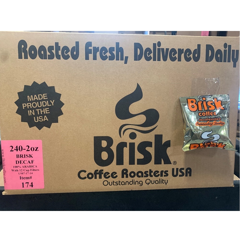 2 oz. Brisk Gourmet Decaf Coffee with CF12 Filters - 240 Count